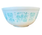 Vtg Pyrex Butterprint Amish Turquoise On White #403, 2-1/2 Quart Mixing Bowl
