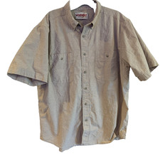 Wrangler Rugged Wear Brown Short-Sleeve Canvas Button-Up Shirt Men's XL