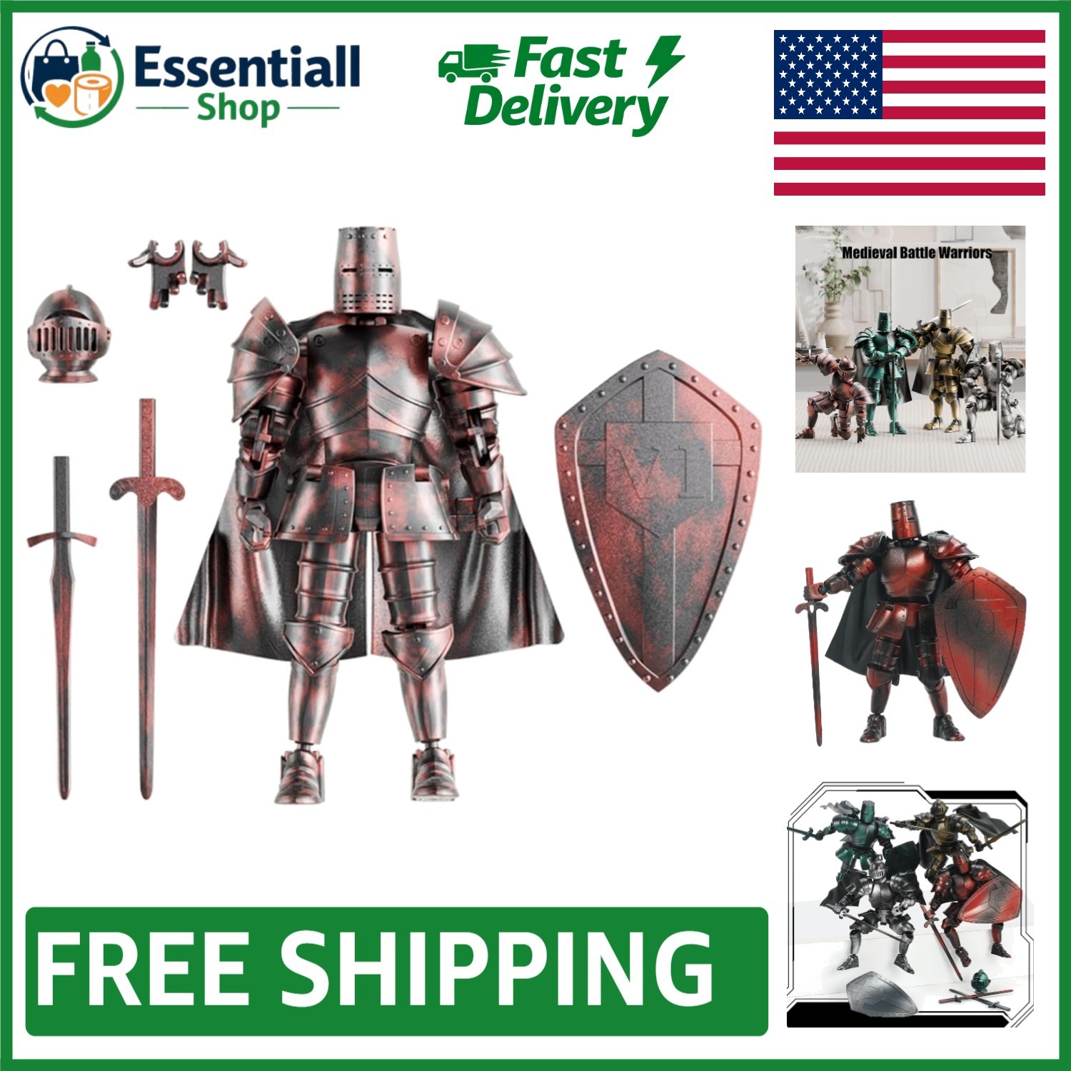 Collectible 6.5'' Medieval Knight Action Figure with Sword