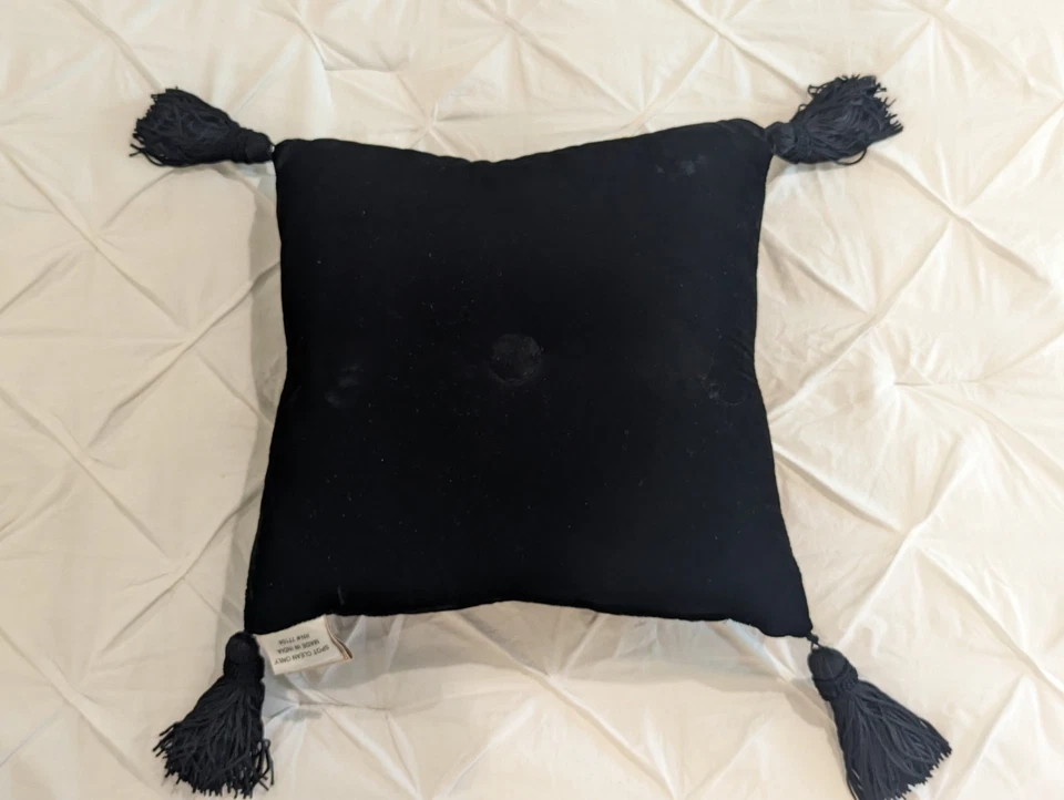 ALMOHADA WATERFORD ACENTO TERCIOPELO NEGRO 12"X12" Foto 2 de 4