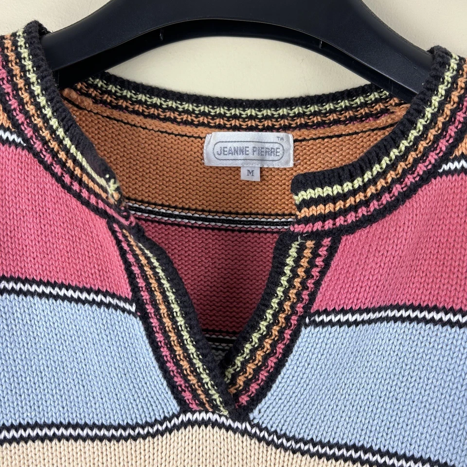 Jeanne Pierre свитер жилет женщин средний винтажный Rainbow в полоску легкий - Изображение 3 из 4