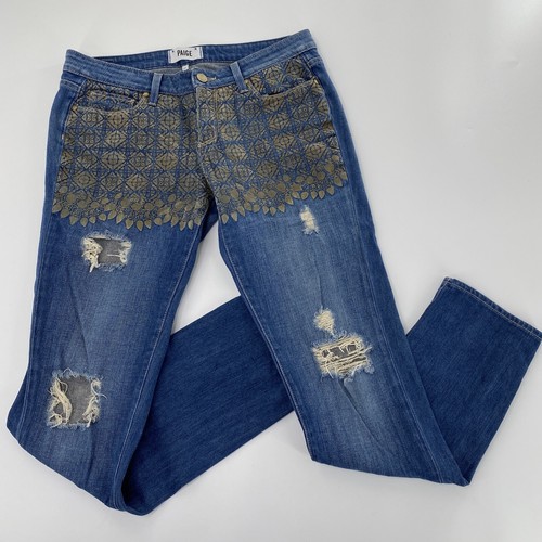 Paige Sz 27 Straight Leg Velvet Jaquard 