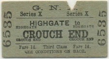 Great Northern Railway Ticket Highgate to Crouch End X