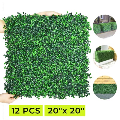 12 Pcs 20  X 20  Artificial Grass Wall Panels UV-Proof Boxwood Panels Home Decor