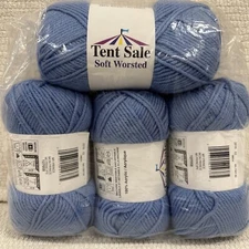 TENT SALE Soft Worsted Yarn 3.5oz 197yds Med 4 My Prince Blue 58024 Acrylic 4 Pk
