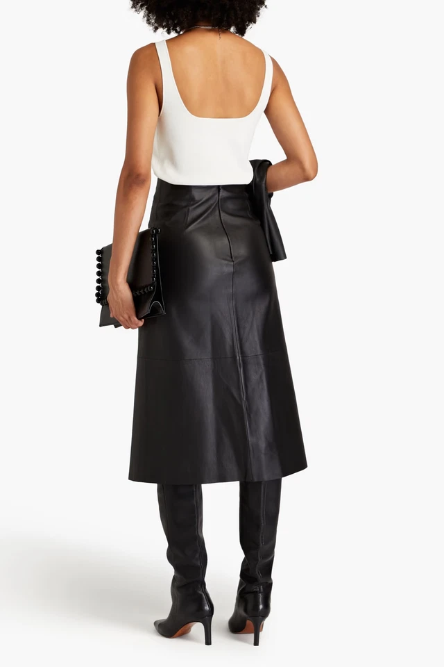 $1,095 FALDA DE CUERO THEORY LÍNEA A NEGRA TALLA 0 NUEVA CON ETIQUETAS 100% AUTÉNTICA Foto 3 de 4