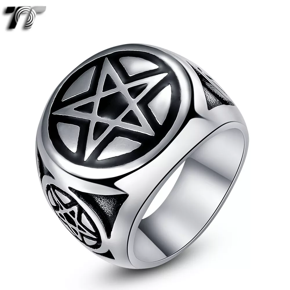 High Quality TT 316L Stainless Steel Pentacle Inverted Pentagram Ring RZ70