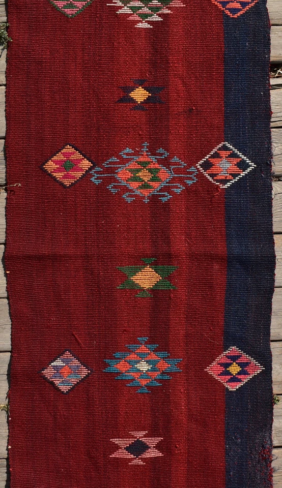 Alfombra Turca 1'x10' Tamaño Oriental Cicim Corredor Pasillo Kilim 45x312cm - Imagen 4 de 4