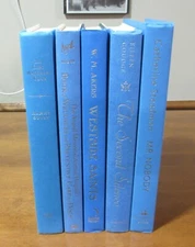 DECOR Book lot 5 Home Library Staging Display Light Blue-Silver Text LIKE NEW