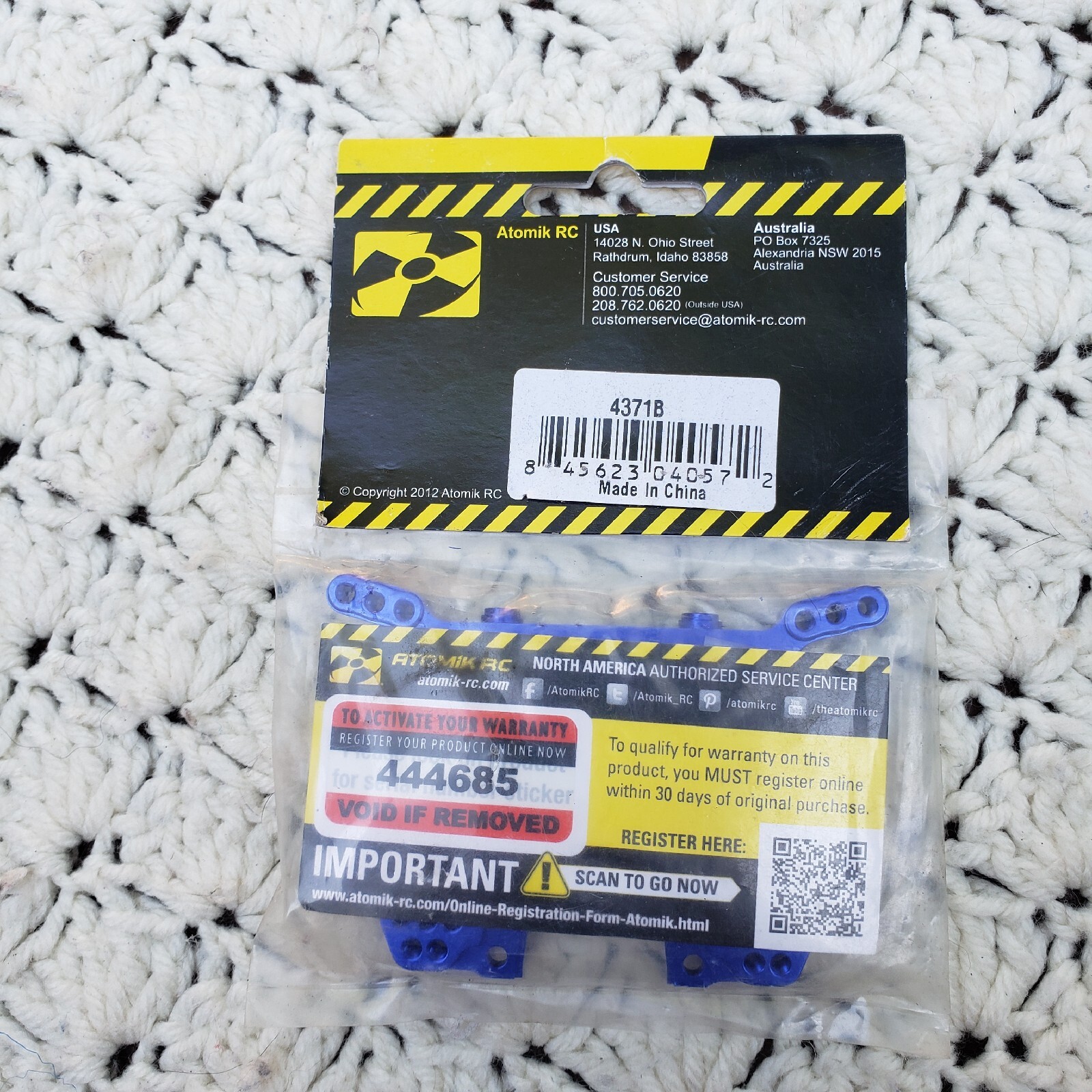 NEW Atomik 4371B Alloy Rear Shock Tower Traxxas 1/10 Slash 4X4 - Blue