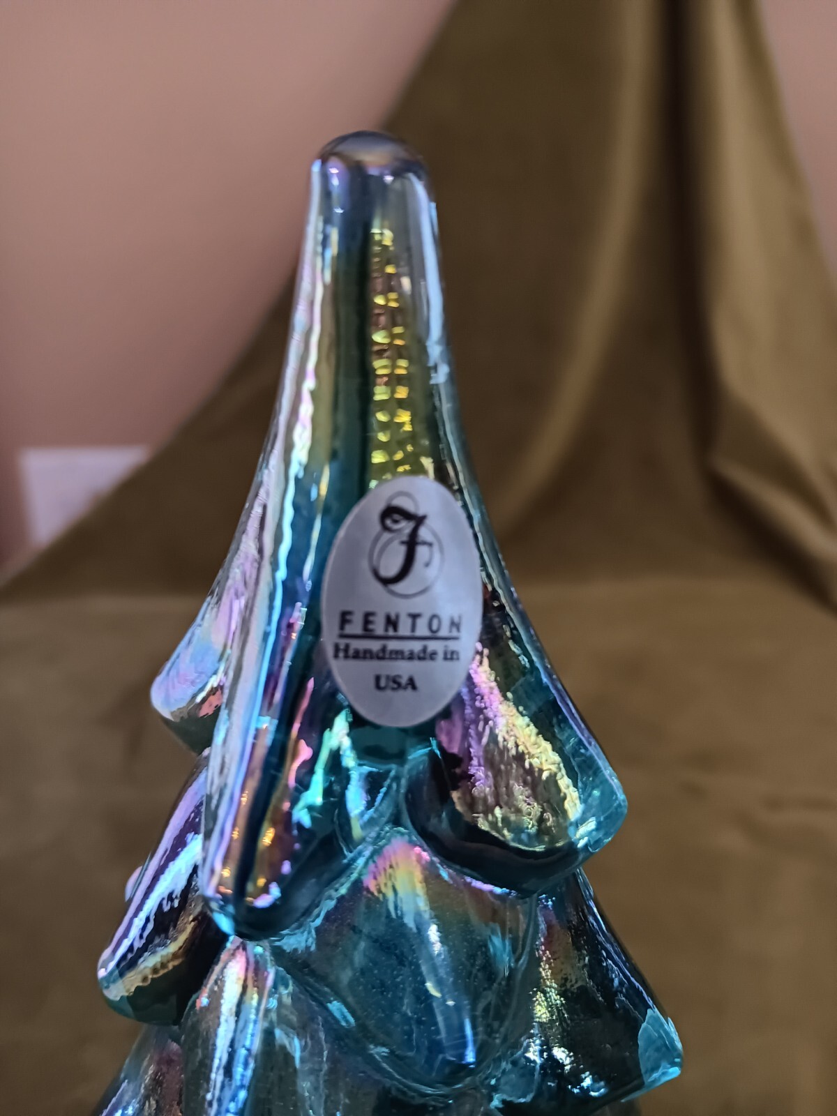 Fenton Christmas Tree Green Iridescent Glass eBay