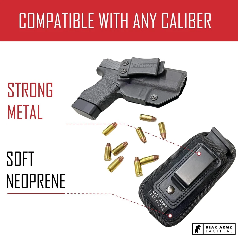 Concealed Carry Universal IWB Holster I Fits Glock S&W Shield Sig 380 9mm 40 45 - Image 3 of 4