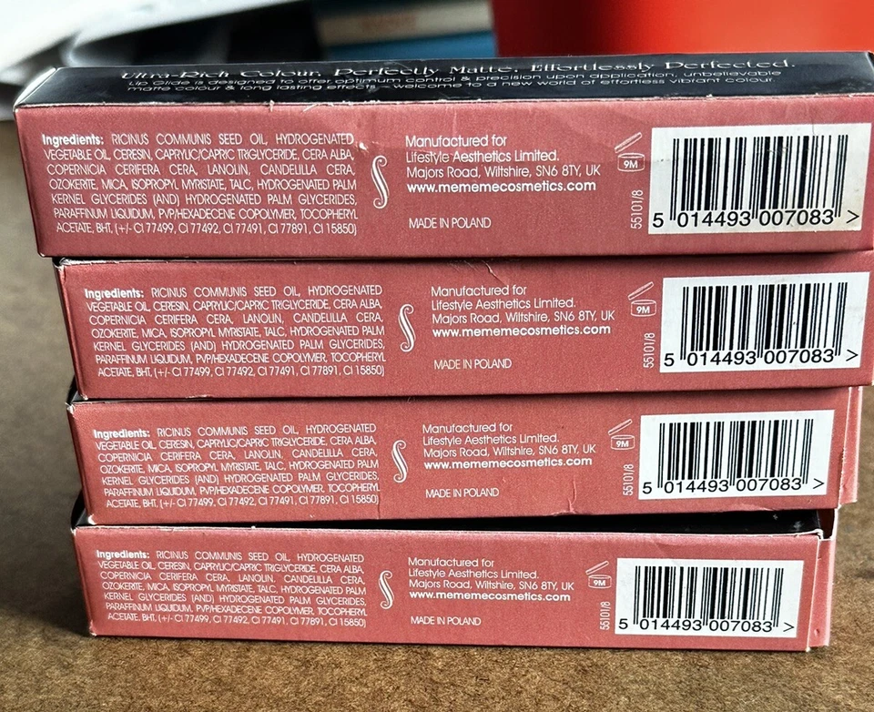 MeMeMe Deslizador de Labios Acabado Terciopelo Color de Labios - Melocotón Divertido - Lote de 4 - Nuevo en Caja Foto 3 de 3