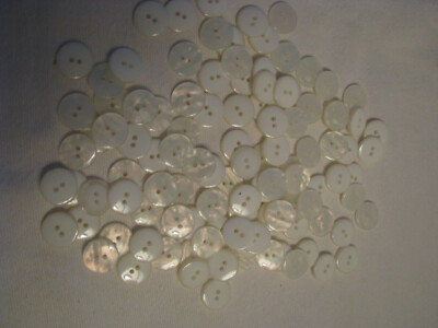 Bag of 100- 9/16'' Iridescent White Two Hole Buttons