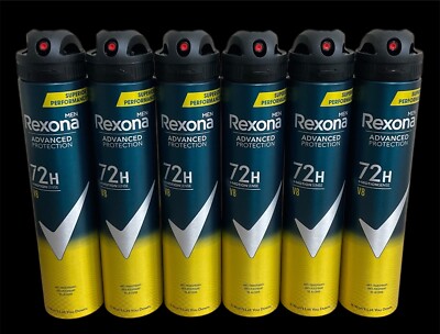 Rexona MEN V8 72HR ANTI-PERSISTENT 0 % Alcohol 200ml /6.76 oz (6 Pack)