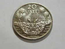 1983 Vanuatu 20 vatu Crab Palm trees animal wildlife coin  ebayship