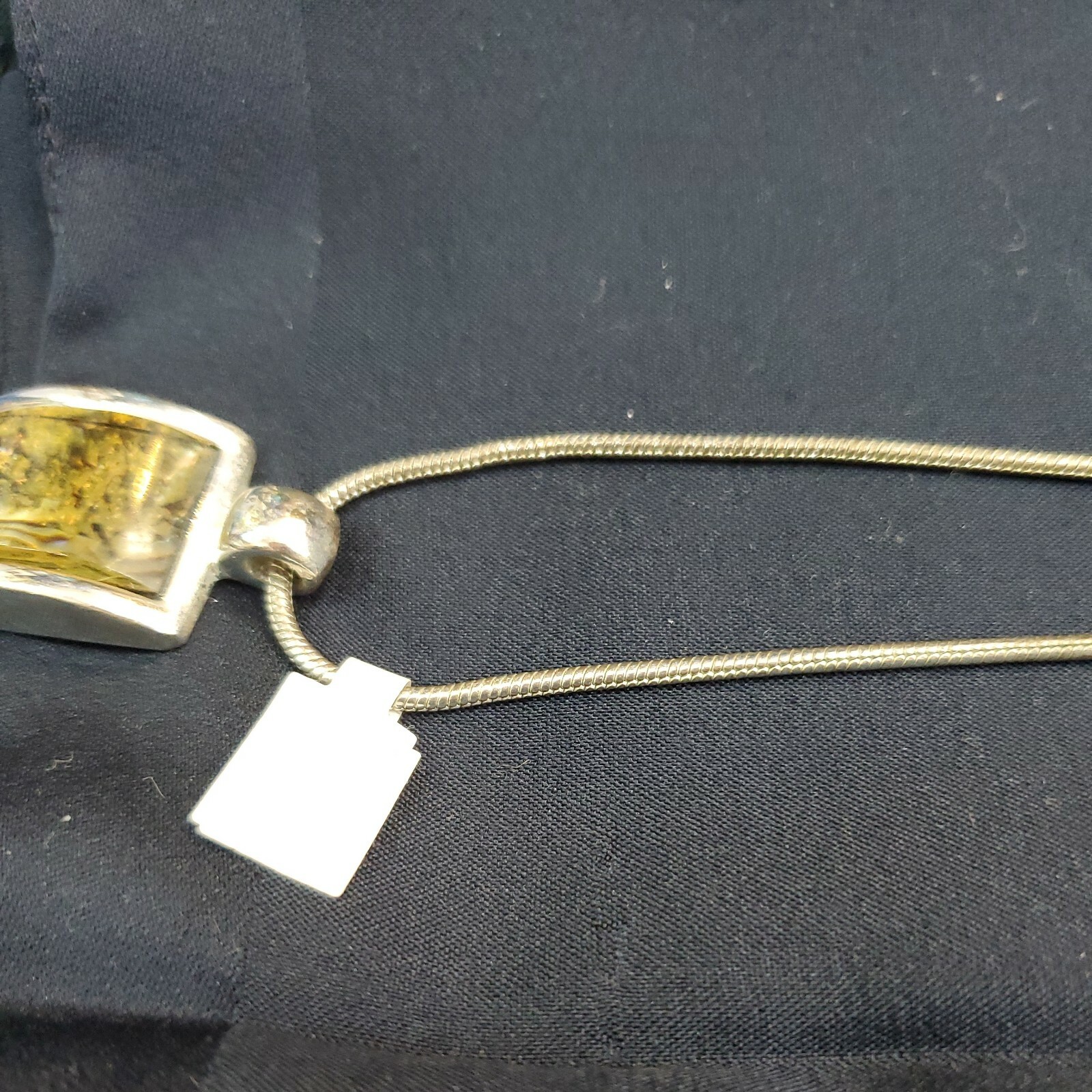 7Ne Pendant Necklace Silver tone Rectangular Abal… - image 5