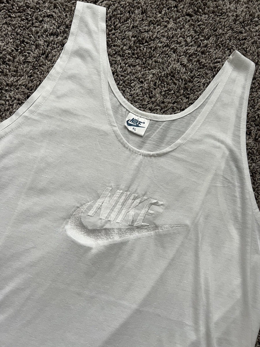 トップス Vintage Nike top Vintage Nike Tank Top White Tag Swoosh Embroidered Men's
