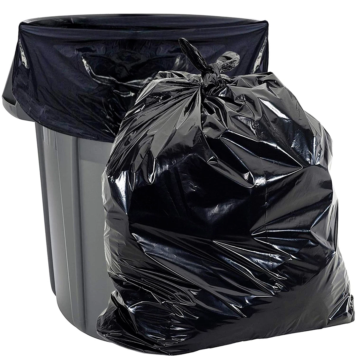 Bulk 150pcs 50 Gallon Trash Bags Black Garbage Bags 0.72mil 150PCS