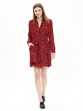 NWT Banana Republic Heart-Print Shirtdress, Lipstick red SIZE 6P 6 P
