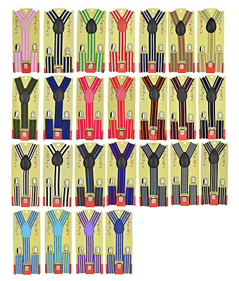 CUTE Baby Toddler Kids Children Boys & Girls Stripe Y-Back Elastic Suspenders 25