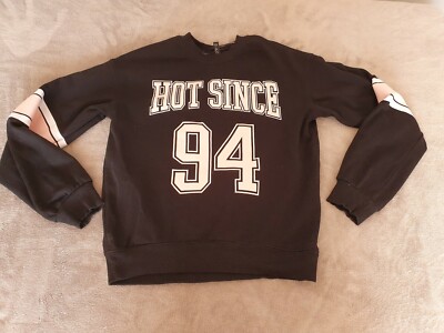 WOMENS GIRLS H&M HOT SINCE 94 BLACK SWEATSHIRT TOP SIZE XS