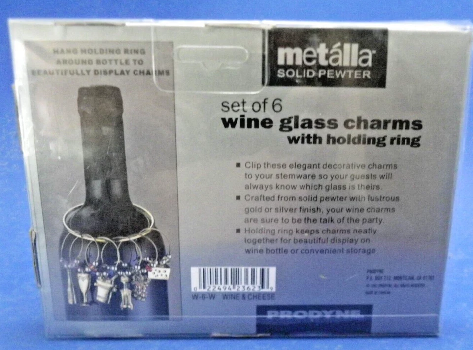 Metalla 实心锡制 6 件套葡萄酒玻璃饰品奶酪葡萄葡萄酒及更多 — 第 4/4 张图片