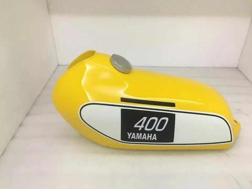 Yamaha 250 DT DT 400 Enduro amarillo pintado acero gasolina tanque y tapa 1975-77 Foto 2 de 4