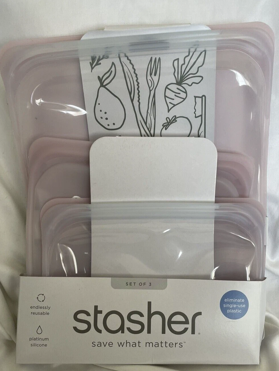 Pottery Barn Kids Stasher™ Silicone Reusable Baby Food Storage Set BLUSH Bunny