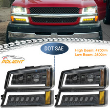 DOT LED Headlight DRL Bumper Turning Lamp For Chevy Silverado 1500 2500 03-07