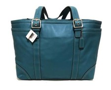 NEW Coach Turquoise Leather XL Multi Baby Diaper Carryall Tote Bag Purse RARE 