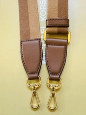 49”Michael Kors Gold Luggage Pale Peanut Canvas Handbag Shoulder Crossbody Strap