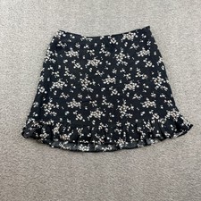 Abercrombie Fitch Women's Small Black Floral Ruffle Hem Mini Skirt