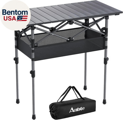 3Ft Aluminum Roll Top Camping Table, 2 Adjustable Height Camping Table Folding w