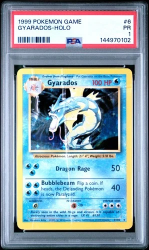 1999 POKEMON BASE SET UNLIMITED #6 GYARADOS-HOLO PSA 1