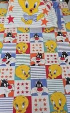 Vtg 1987 Warner Bro's Sylvester Tweety Bird Fitted Twin Sheet And Pillow Case