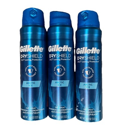 3x Gillette Dry Shield 24/7 Lasting Protection Arctic Ice Antiperspirant Spray
