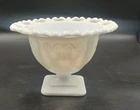 Indiana Glass White Lorraine Milk Glass Lace Edge Pedestal Candy Dish Grannycore