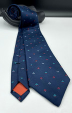 Yves Saint Laurent Men's 100 Silk Tie  Blue  Geometric  Vintage  Made USA 