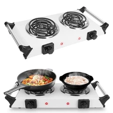 2000W Hot Plate,Portable Electric Stove Countertop Double Coil Burners W/5 Le...