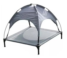 Image of Elevated Dog Bed Pet Raised Camping Cot Hammock Indoor Outdoor Mesh with Canopy