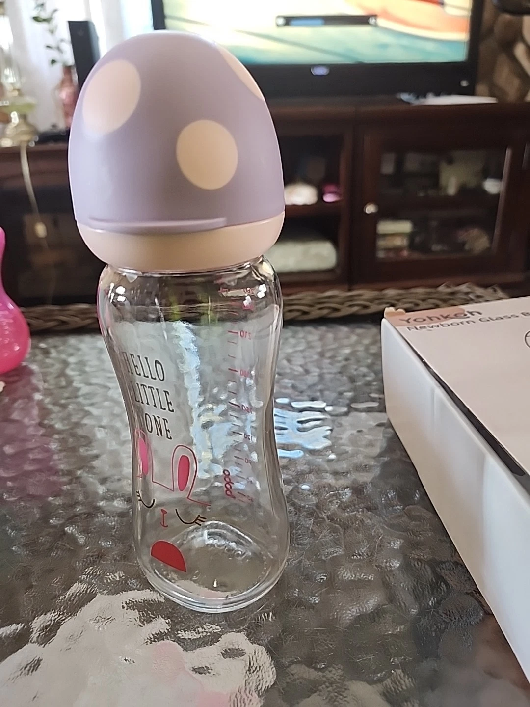 YOHKOH Natural Glass Baby Bottle with Natural Response Nipple, Newborn Anti-C