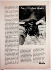 Minolta Print Advertisement 8x11 Vintage 1976 XE-7 Camera Black White