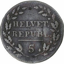 Schweiz, R&eacute;publique helv&eacute;tique, 1/2 Batzen, 1799, SS, Billon, KM:A5