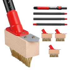 Moss Remove Brush with Long Handle(53IN), Deck Crevice Cleaning Tool, Weed Re