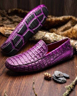 Marco Di Milano Remo Purple Caiman Driving Shoes