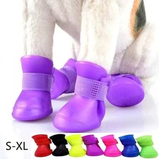 4pcs Waterproof Dog Shoes Anti-Slip Rain Snow Boots Booties for Small Medium Dog