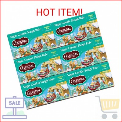 Celestial Seasonings Herbal Tea, Sugar Cookie Sleigh Ride, 18 Count (Pack of 6)
