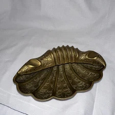 Vintage Brass Footed Shell Ashtray
