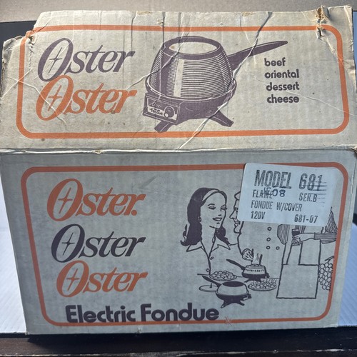 Vintage Retro Oster Electric Fondue Set Model Flame Red 681-07